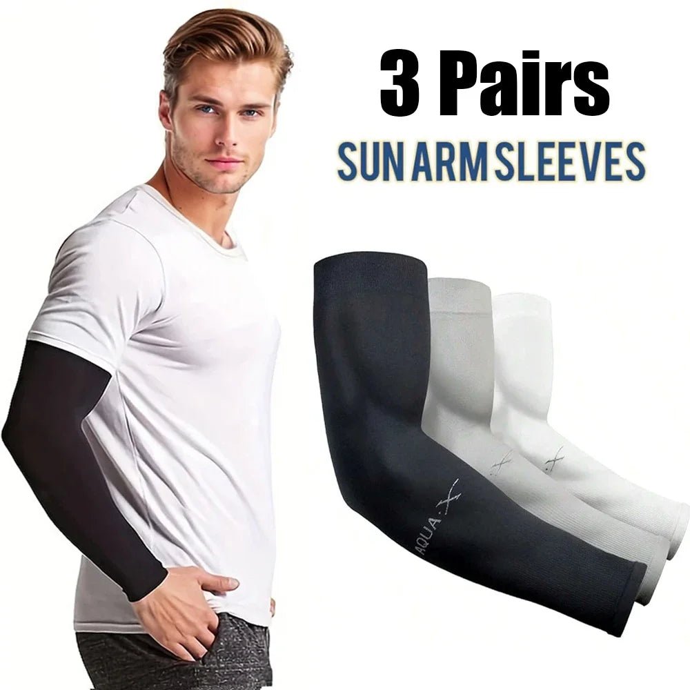 3Pairs Fashion Sun Ice Silk Sleeves Unisex Summer Sun Protection Arm Sleeves Suitable for Outdoor Riding, Driving, Fishing - The Hearts And Pathways Shop3Pairs Fashion Sun Ice Silk Sleeves Unisex Summer Sun Protection Arm Sleeves Suitable for Outdoor Riding, Driving, Fishing