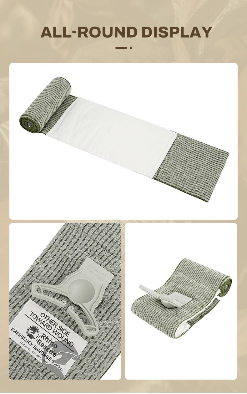 6 Inch Pressure Emergency Bandage, Rhino Rescue Compression Trauma Wound Dressing, Medical Combat First Aid Kit IFAK Supplies, - The Hearts And Pathways Shop6 Inch Pressure Emergency Bandage, Rhino Rescue Compression Trauma Wound Dressing, Medical Combat First Aid Kit IFAK Supplies,