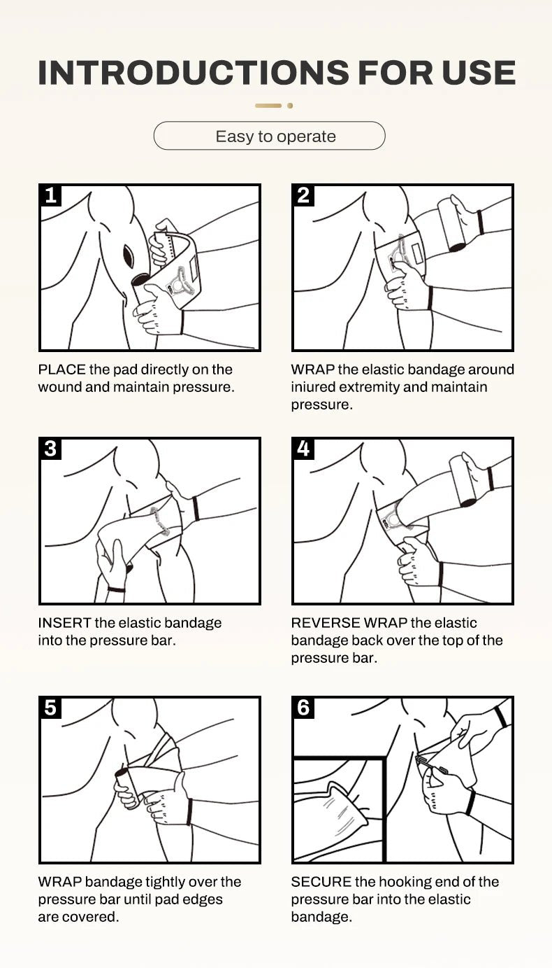 6 Inch Pressure Emergency Bandage, Rhino Rescue Compression Trauma Wound Dressing, Medical Combat First Aid Kit IFAK Supplies, - The Hearts And Pathways Shop6 Inch Pressure Emergency Bandage, Rhino Rescue Compression Trauma Wound Dressing, Medical Combat First Aid Kit IFAK Supplies,