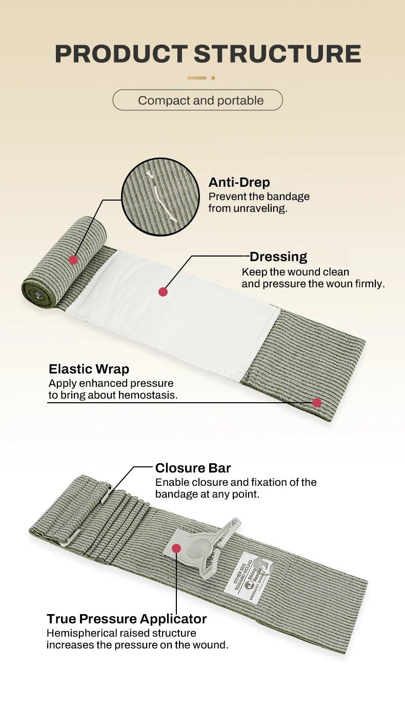 6 Inch Pressure Emergency Bandage, Rhino Rescue Compression Trauma Wound Dressing, Medical Combat First Aid Kit IFAK Supplies, - The Hearts And Pathways Shop6 Inch Pressure Emergency Bandage, Rhino Rescue Compression Trauma Wound Dressing, Medical Combat First Aid Kit IFAK Supplies,