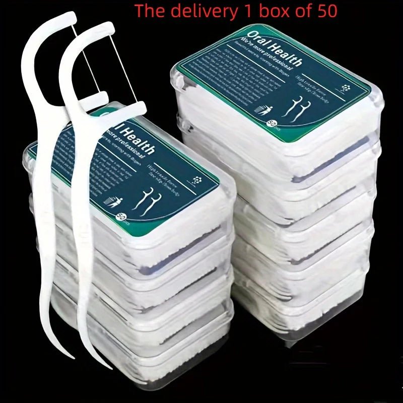 50pcs Dental Floss, Deep Cleaning Dental Floss For Proper Oral Care, Portable Disposable Dental Floss Picks For Travel Daily Lif - The Hearts And Pathways Shop50pcs Dental Floss, Deep Cleaning Dental Floss For Proper Oral Care, Portable Disposable Dental Floss Picks For Travel Daily Lif
